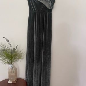 Tatiana Velvet One Shoulder Maxi Dress | Eucalyptus